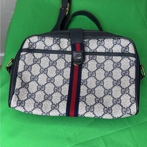 Gucci blue and White Monogram Bag vintage